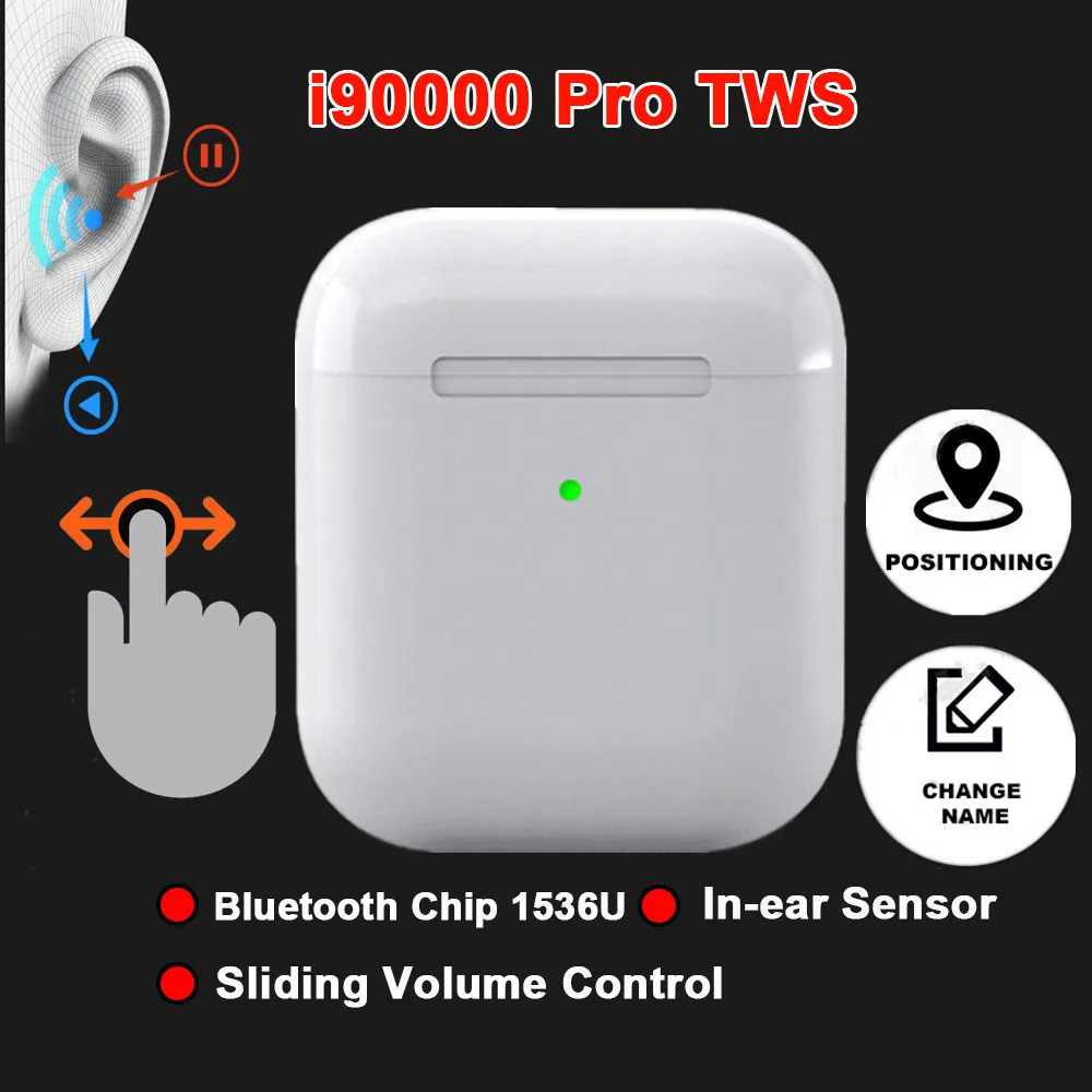 

i90000 Pro TWS Arie 2 Wireless Headphones 8D Super Bass Bluetooth Earphone Sliding Volume Adjustment Earbuds PK i500 i9000 TWS
