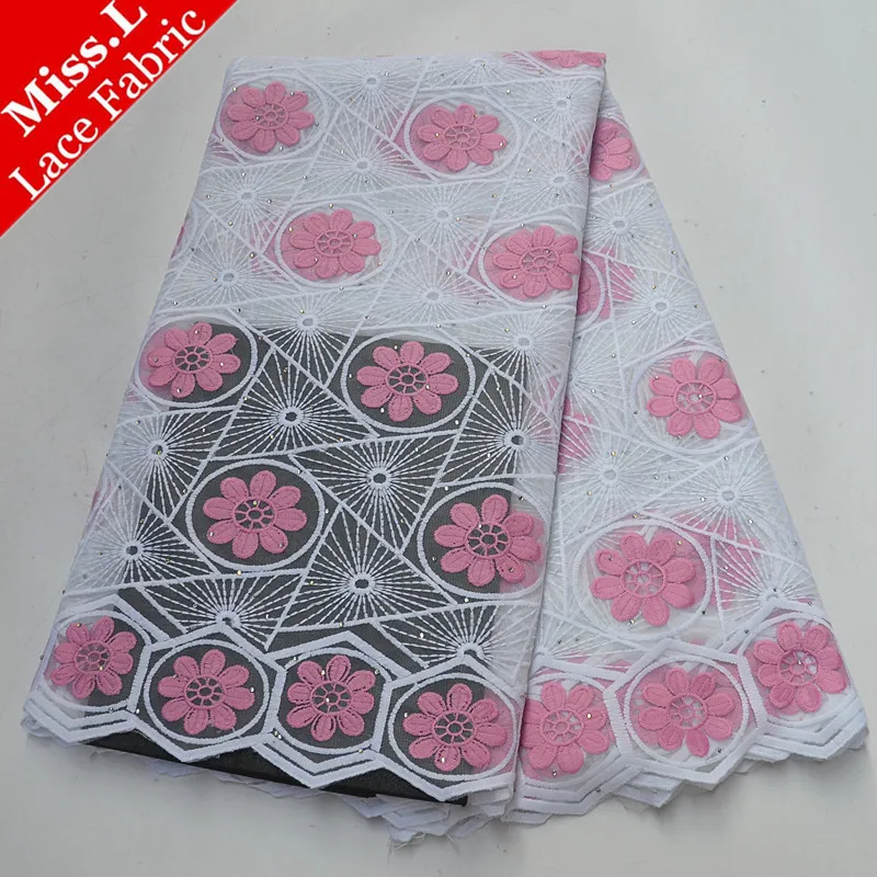 

Miss L Newest Nigeria French Lace Fabrics 2018 African Tulle Lace Fabric High Quality Milk Silk 5 Yards/pcs Pink For Celebration