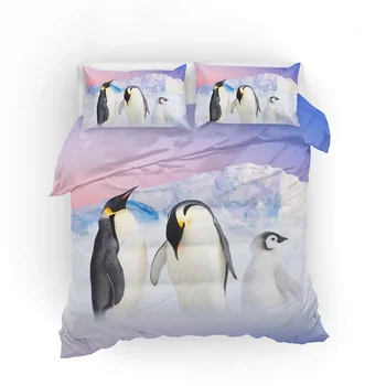 

Custom Penguins Iceberg Printing Animal Bedding Girls Boys Microfiber Duvet Cover Set Full Queen King Double Size for Home Hotel
