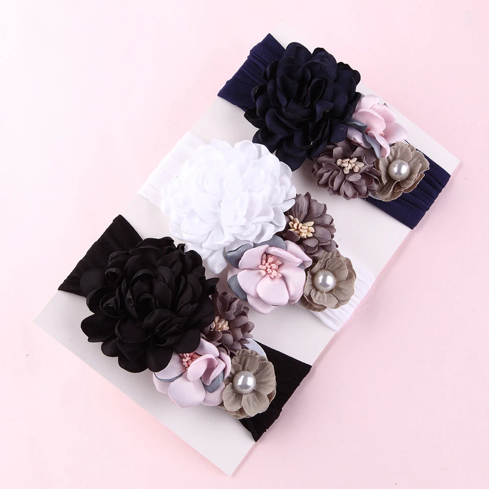 WARMOM Elastic Headband For Baby Girls Nylon Flower Hairband Flower Turban Headwrap Hair Accessories Cute Princess Hair Band