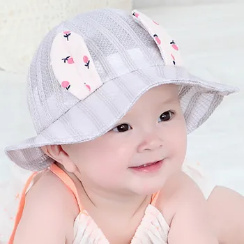

Cute Hat Babys Girls Summer Hat Rabbit Ears Summer Bucket Hats For Girls Mesh Infant Sun Cap Fashion Beach Fisherman's Hat