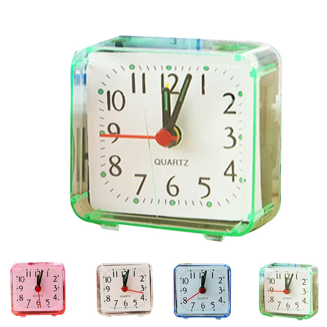 Square Small Bed Alarm Clock Transparent Case Compact Travel Alarm Clock Cute Portable Children Student Table Desk Clock 2