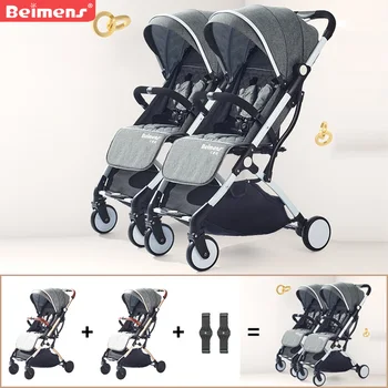 

2020 brand twins baby stroller ultra-light folding umbrella newborn stroller travel double strollers can be on plane Pram