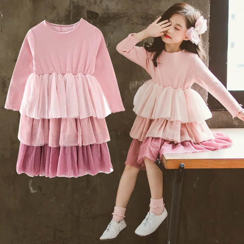 

Girls dress 2019 new autumn dress girl foreign spring and autumn princess dress Korean children's autumn long-sleeved dress
