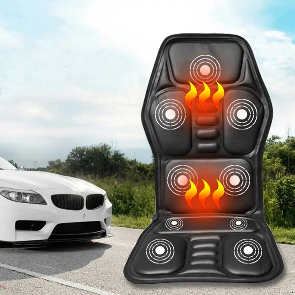 

Electric Back Heated Massage Car Seat Home Office Cushion Car Seat Chair Massager Lumbar Back Neck Pad with remote control