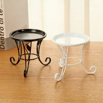 

Iron Metal Mini Small Flower Plants Pot Stand for Indoor Outdoor Balcony Desk (Black)