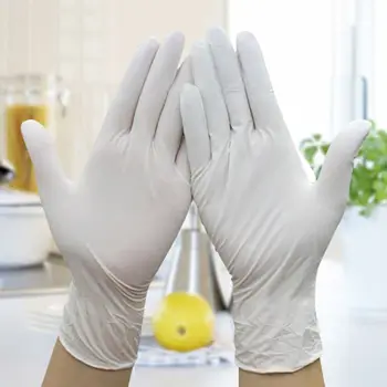 

100pcs Disposable Latex Rubber Gloves With Powder Universal Kitchen Dishwashing Work Garden Gloves Non Sterile Food Safe