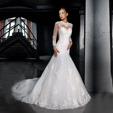 Русалка свадебное платье в стиле бохо Плюс Размер свадебное с длинными рукавами платья изготовленный на заказ дешевые с длинными рукавами Robe De свадебные платья