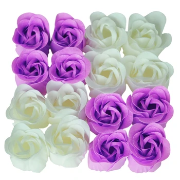 

16 Pcs Handmade Rose Scented Bath Soap Petals White Purple