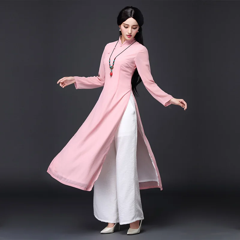color4 Вьетнамское традиционное китайское платье aodai китайское платье Ципао длинное китайское платье Чонсам китайское современное чонсам - Цвет: color4