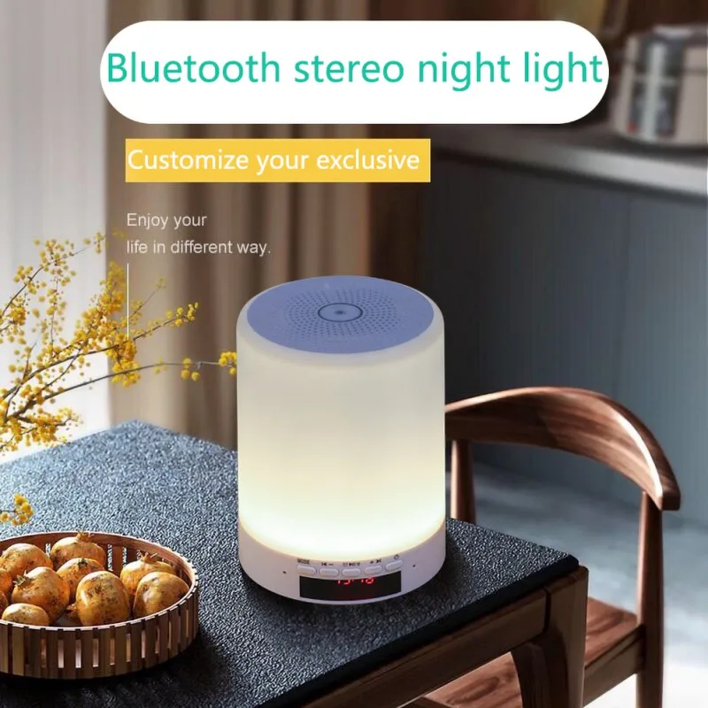 

Novel Multi-function Bluetooth Colorful Night Light Speaker Can Be Customized Smart Alarm Clock Wireless Bluetooth Speaker