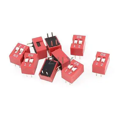

10 Pieces DIP Mount Dual Row 4 Pins 2 Positions Sliding Switch 2.54mm Pitch Red