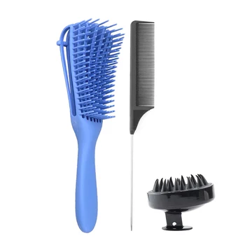 

3pcs/set Detangling Brush Comb Set Stainless Steel Handle Hair Comb for Curly Hair Dry and Wet Hair Scalp Massager Shampoo Brush