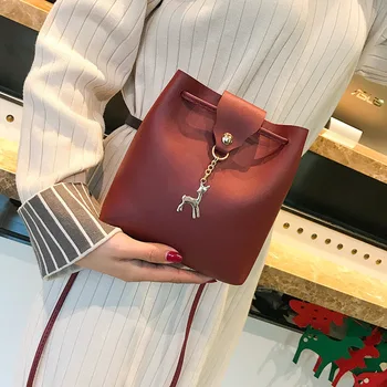 

Deer Pendant WOMEN'S Bag Mini Bag Phone Coin Purse Women's Pu Shoulder Bucket Bag Messager Crossbody Bag Handbag