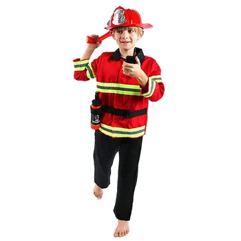 

Kid's Fireman Cosplay Costume for Carnival Theme Party Unisex Fireman Outfit for Make Up Party Stage Performance
