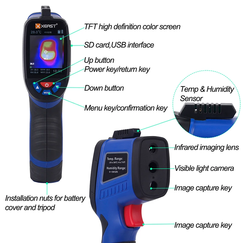 XE-27 тепловизор поставляется с интерфейсом USB и 8 Гб SD Strorage IR термальная камера производитель HT-02D/HT-175