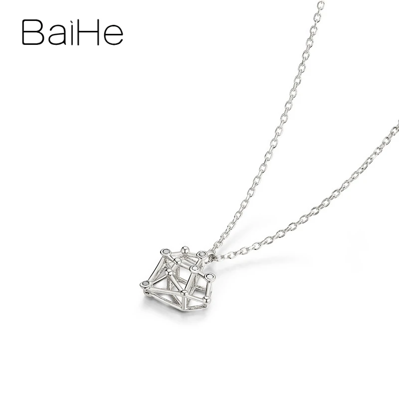 BAIHE, 18 K, розовое золото, сертифицировано, круглая огранка, H/SI, 0.04ct, натуральные бриллианты, ювелирные изделия, обручение, модный, уникальный, прекрасный подарок, ожерелья - Цвет камня: White Gold