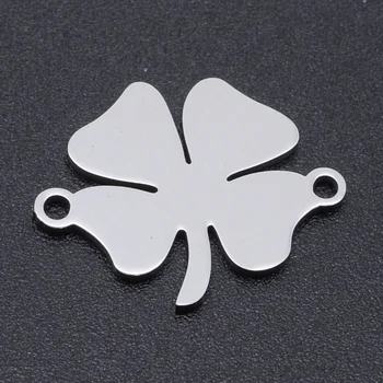 

5pcs/lot 100% Stainless Steel Lucky Clover Connector Charms Wholesale Jewelry Making Charms Never Tarnish