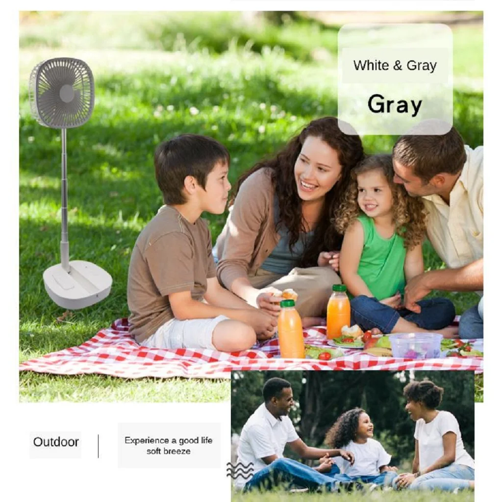 Electric Fan Summer Adjustable Desktop Pedestal Standing Fan USB Rechargeable 3 Speeds for Home