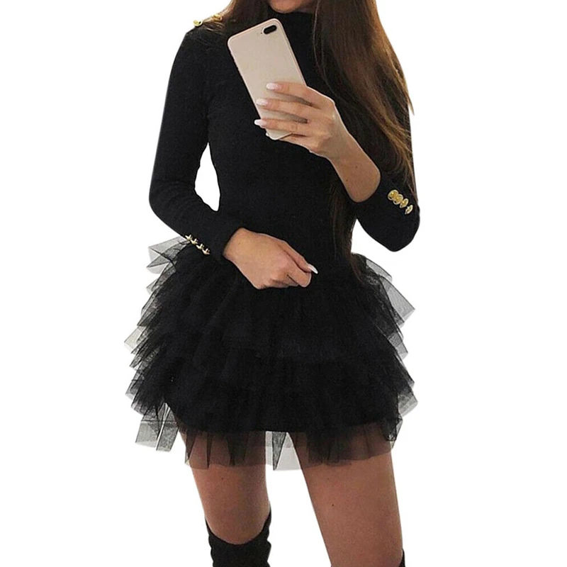 Black mesh tulle dress Clearance
