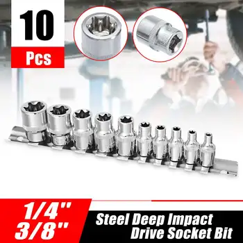 

1/4 3/8 Inch 10 Pcs Socket Set Universals Socket Metric Drive Deep Socket Set Wrench for Air Pneumatic Repair Tools With Rail