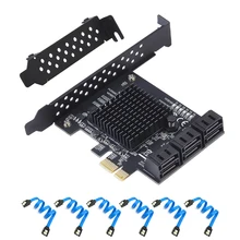 Carte PCIe SATA III 6/4 ports, carte contrôleur PCIe SATA III à convertisseur adaptateur interne 6 GB/s carte d'extension PCI SATA 3.0 Riser