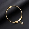 Religious Virgin Mary San Benito Medal Bangles For Women Rhinestone Heart Cross Pendant Pulseiras Feminina 3