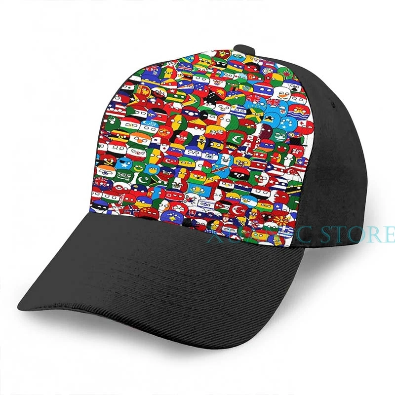 Countryball баскетбольная Кепка для мужчин и женщин модная черная шляпа унисекс с принтом - Цвет: Black