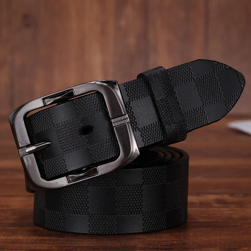 FR052-BLACK Мужские модные ремни из натуральной воловьей кожи для роскошного бренда, мужские ремни с пряжкой, модные винтажные джинсы cintos - Цвет: FR052-BLACK