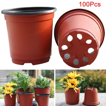 

100pcs Plastic Nursery Pot Double Color Plant Seedling Holder Raising Nutrition Block Pots Hogard