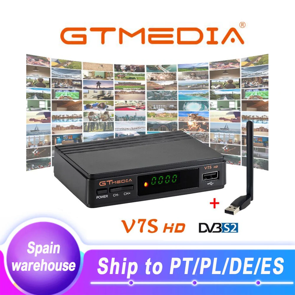 

GTmedia V7 HD Ccam Satellite Receiver +1 Year Europe Spain CCam 6 Cline Server+1 USB WIFI DVB-S2 Receptor Satellite HD Receiver