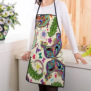 

Pattern Floral Butterfly Apron Cooking Work Wear Kitchen Clean Tools Fashion Pinafore Antifouling Clothes Protection Apron