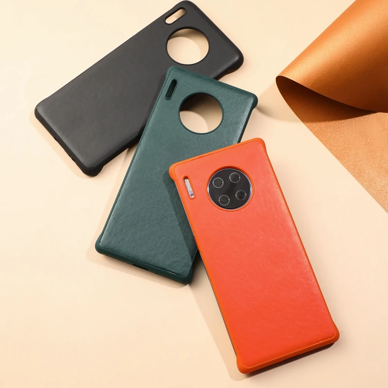 Простой кожаный чехол для huawei mate30pro, безрамный защитный чехол Чехол, модный однотонный чехол для huawei mate30/mate20