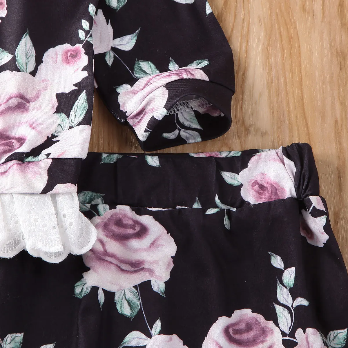 Pudcoco/Осенняя Милая Кружевная футболка с длинными рукавами и цветочным принтом для новорожденных девочек топы+ штаны, комплекты зимней хлопковой одежды