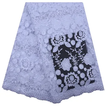

White Embroidery African French Sequins Lace Fabric For Women Dress 2020 High Quality Milk Silk Nigerian Net Tulle Lace Y1803