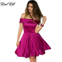 Настоящее платье с открытыми плечами, платья со шнуровкой по колено, Короткое атласное выпускное платье трапециевидной формы, выпускные платья