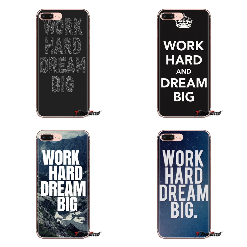 Work Hard Dream Big Quote Soft Silicone Case For Huawei Honor 7X V10 6C V9 6A Play 9 Mate 10 Pro Y7 Y5 P8 P10 Lite Plus GR5 2017 |