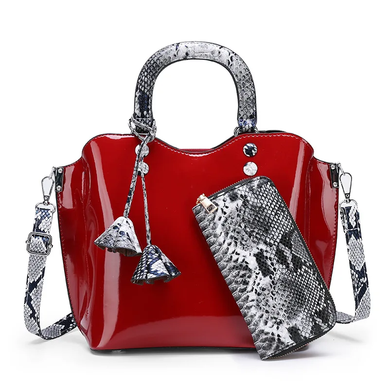 

New Style Fashion WOMEN'S Bag Large Capacity-Style Different Size Bags Patent Leather Hand Shoulder Oblique Carrying WOMEN'S Bag