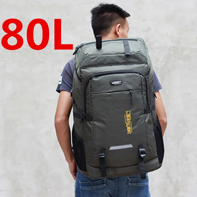 80L Unisex Men backpack travel pack sports bag pack waterproof Outdoor Mountaineering Hiking Climbing Camping backpack for male