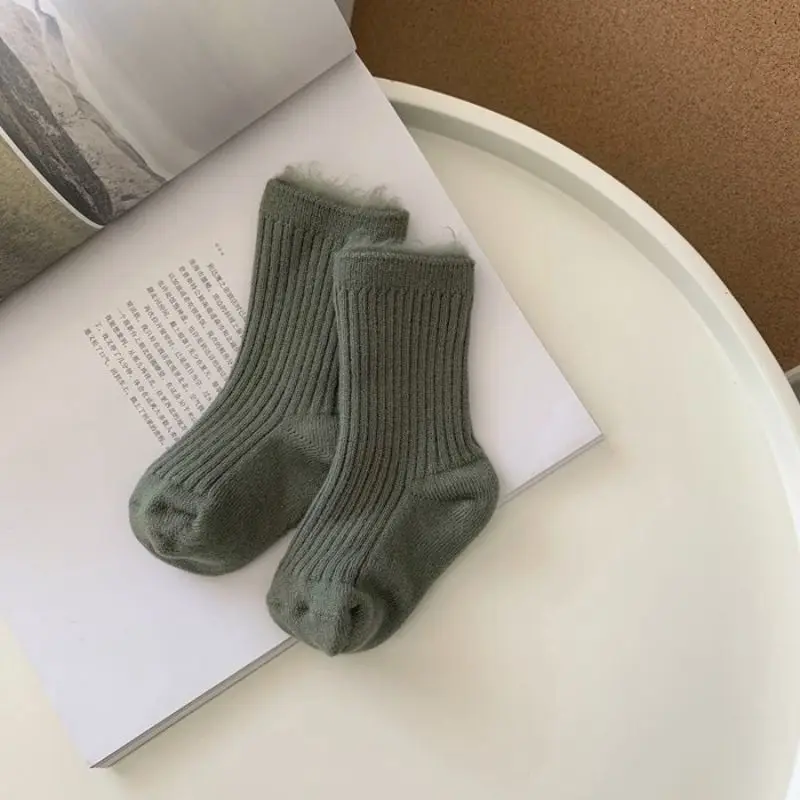 Носки для новорожденных, хлопковые однотонные мягкие носки для маленьких девочек и мальчиков, Детские хлопковые носки