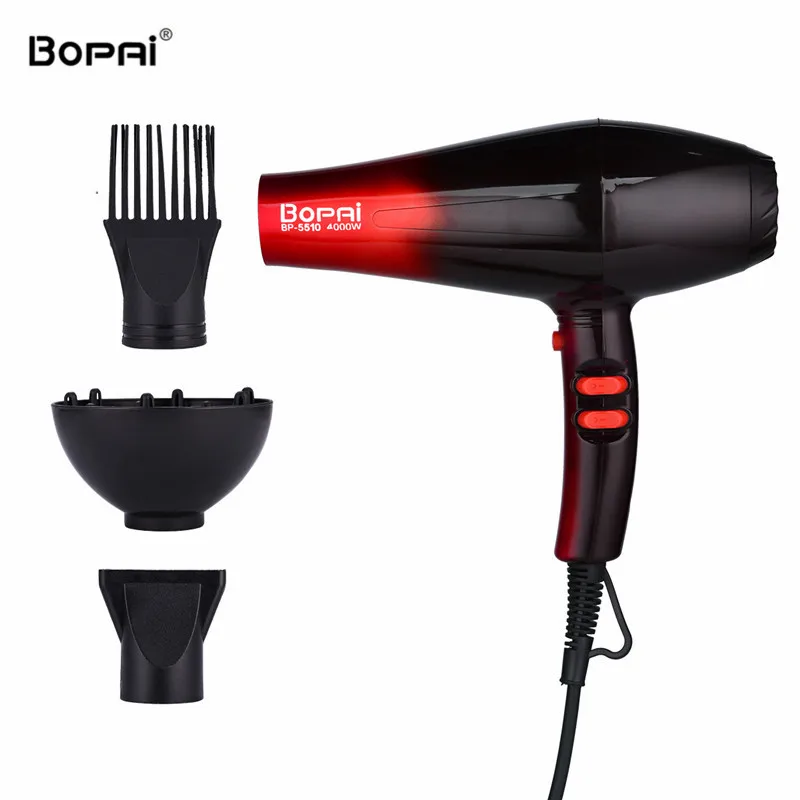 High Power 4000W Professional Hair Dryers For Hairdresser Barber Salon Negative Ion Ionic Blow Dryer Fast Styling Hair Blower - Цвет: Red