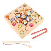 Jeu de pêche en bois pour enfant préscolaire, casse tête, Clip de perles, jouet de comptage