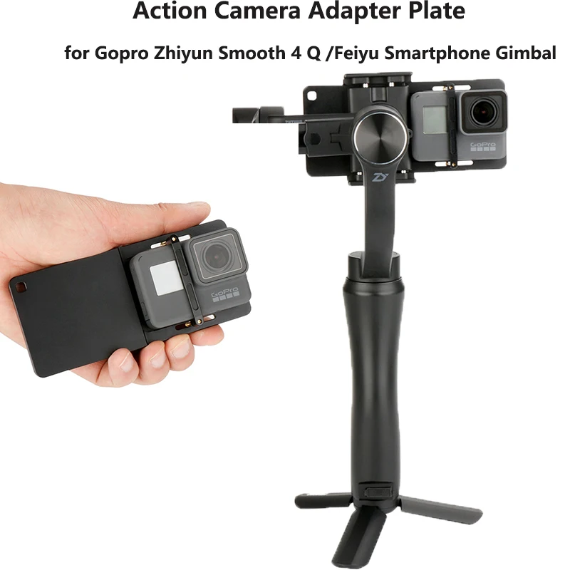 

Action Camera Adapter Plate for Gopro Zhiyun Smooth 4 Q Feiyu DJI Gimbal Aluminum Alloy for GoPro 6/5/4,SJCAM SJ7,xiaoyi
