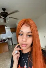 Peluca de cabello humano ondulado brasileño para mujer, postizo de encaje frontal de 13x6, Color naranja jengibre, sin pegamento, 180% de densidad, Remy