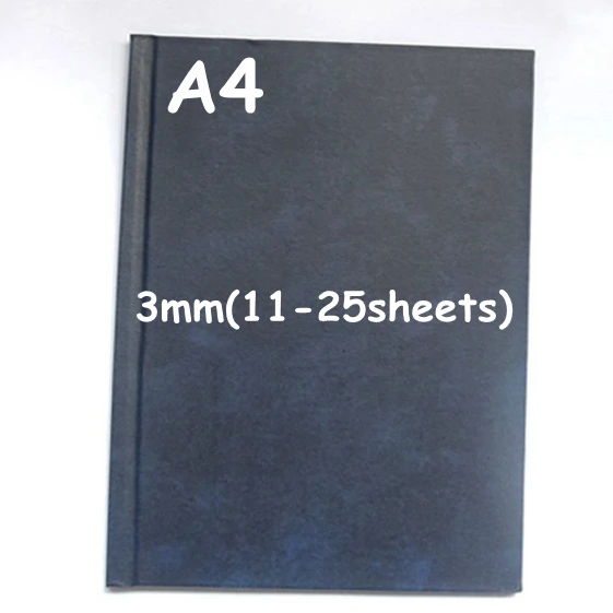 A4-3mm-Blue Обложка дневника PU обложка тетради термальная Крышка Переплета A4 A5 Размер 3-15 мм(переплет 11-145листов) 3 цвета опционально оптом - Цвет: A4-3mm-Blue