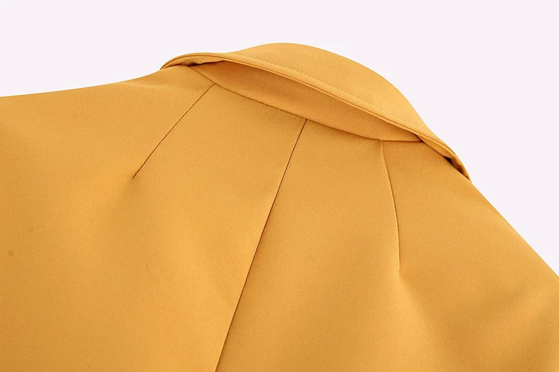 Винтажный женский клетчатый пиджак с поясом и карманами, однобортное пальто для девушек желтого цвета, модный шикарный женский пиджак, Chaqueta Mujer