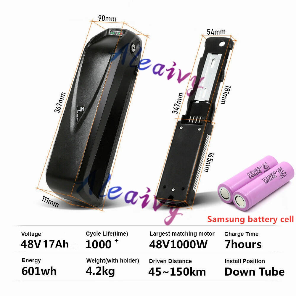 Новая батарея для электровелосипеда Hailong Samsung 18650 аккумулятор 48V 13Ah 17Ah bafang 250W ~ 1000W