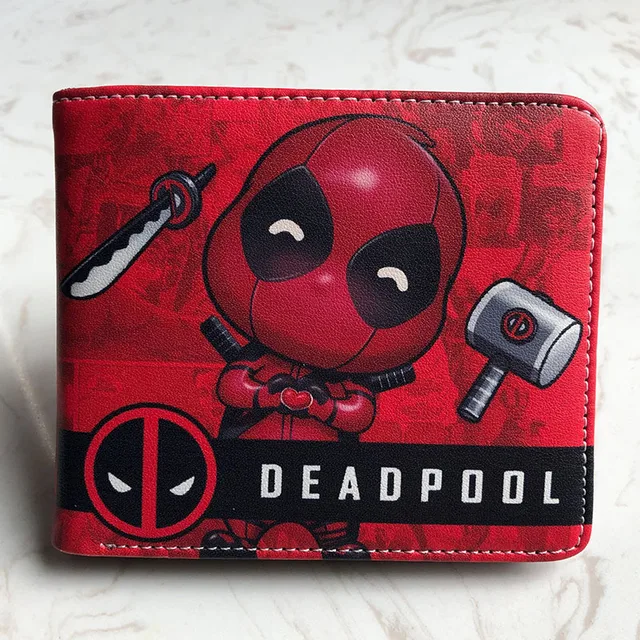 Marvel Men Wallet Q Version Captain America SpiderMan Wallet Men Comic Version Super Heroes Wallet Women with Card Holder Wallet Q version Deadpool