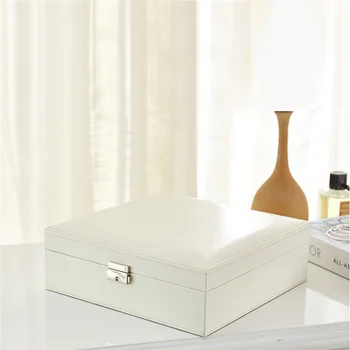 

Two-Layer Jewelry Storage Box With Cosmetic Mirror Necklace Earring Ring Organizer Jewelry Treasure Storage Boxes 20f16