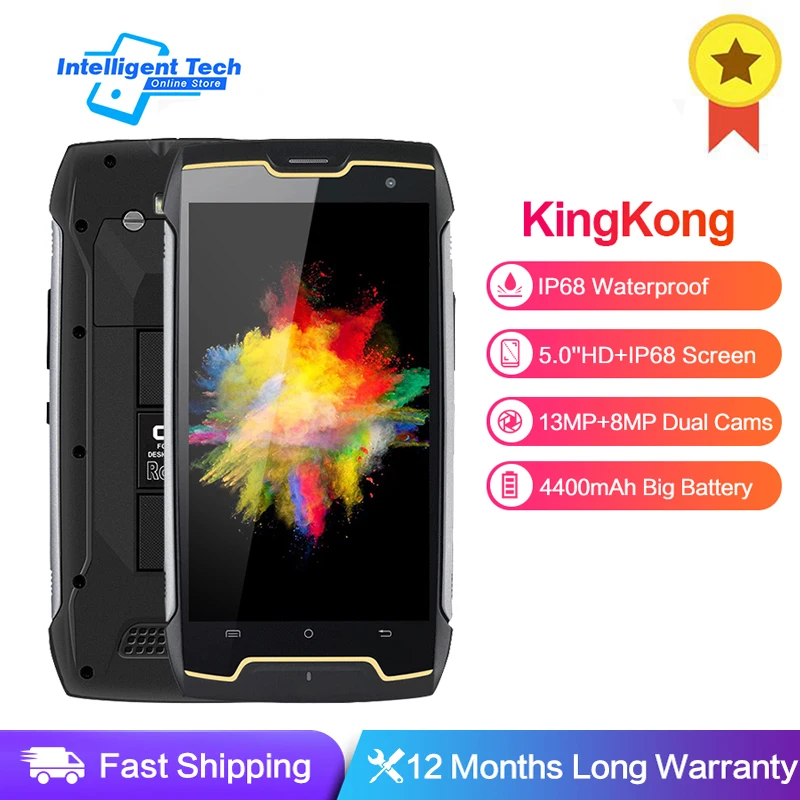 Cubot KingKong IP68 Водонепроницаемый 2 Гб 16 Гб пылезащитный Ударопрочный сотовый MT6580 четырехъядерный 5,0 дюймовый HD 4400 мАч смартфон